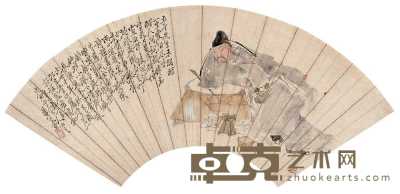 黄山寿 辛巳（1881年）作 酒仙图 扇片 